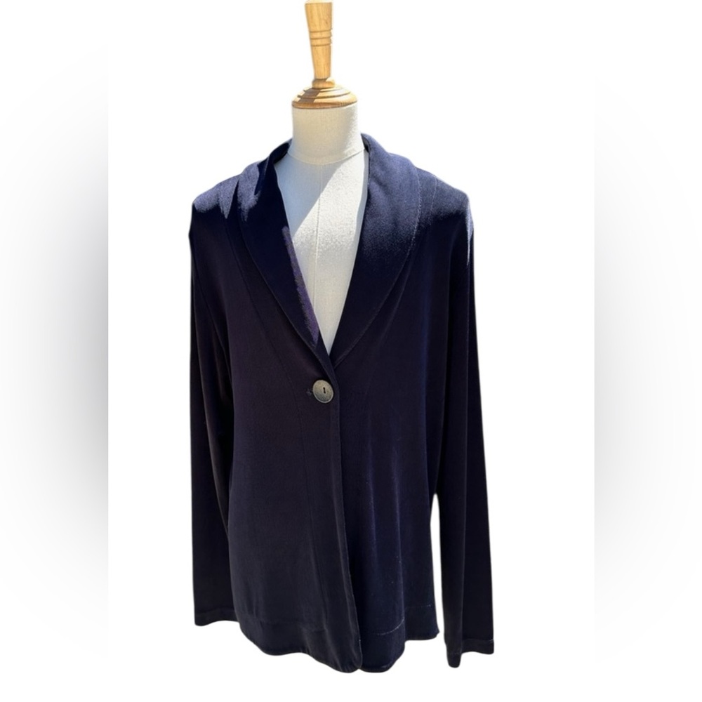 NWT CHICO'S TRAVELERS Women's Acetate Slinky Travel Jacket Navy Blue Size 0 XS S